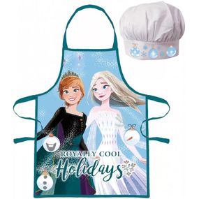 EUROSWAN · Vianočná zástera s kuchárskou čiapkou Ledové kráľovstvo - Frozen - 2 diely - pre deti 3 - 8 rokov