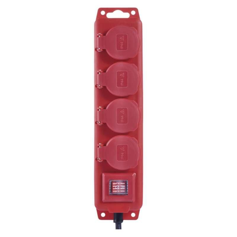 Emos 4 zásuvky 5m s vypínačom červený P14151