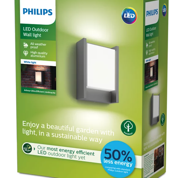 Philips 8719514490222 LED vonkajšie nástenné svietidlo Arbour 1x3,8W | 800lm | 3000K | IP44