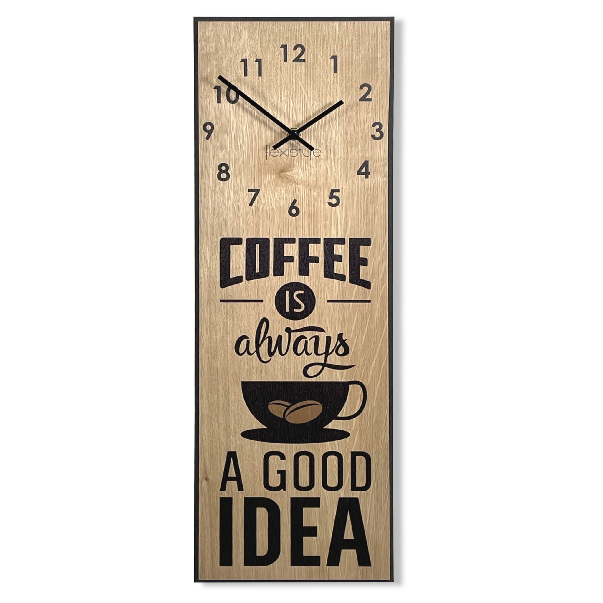 DomTextilu Moderné drevené kuchynské hodiny Coffee Idea 67503