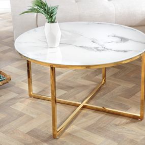 LuxD Dizajnový konferenčný stolík Latrisha 80 cm vzor imitácia mramora