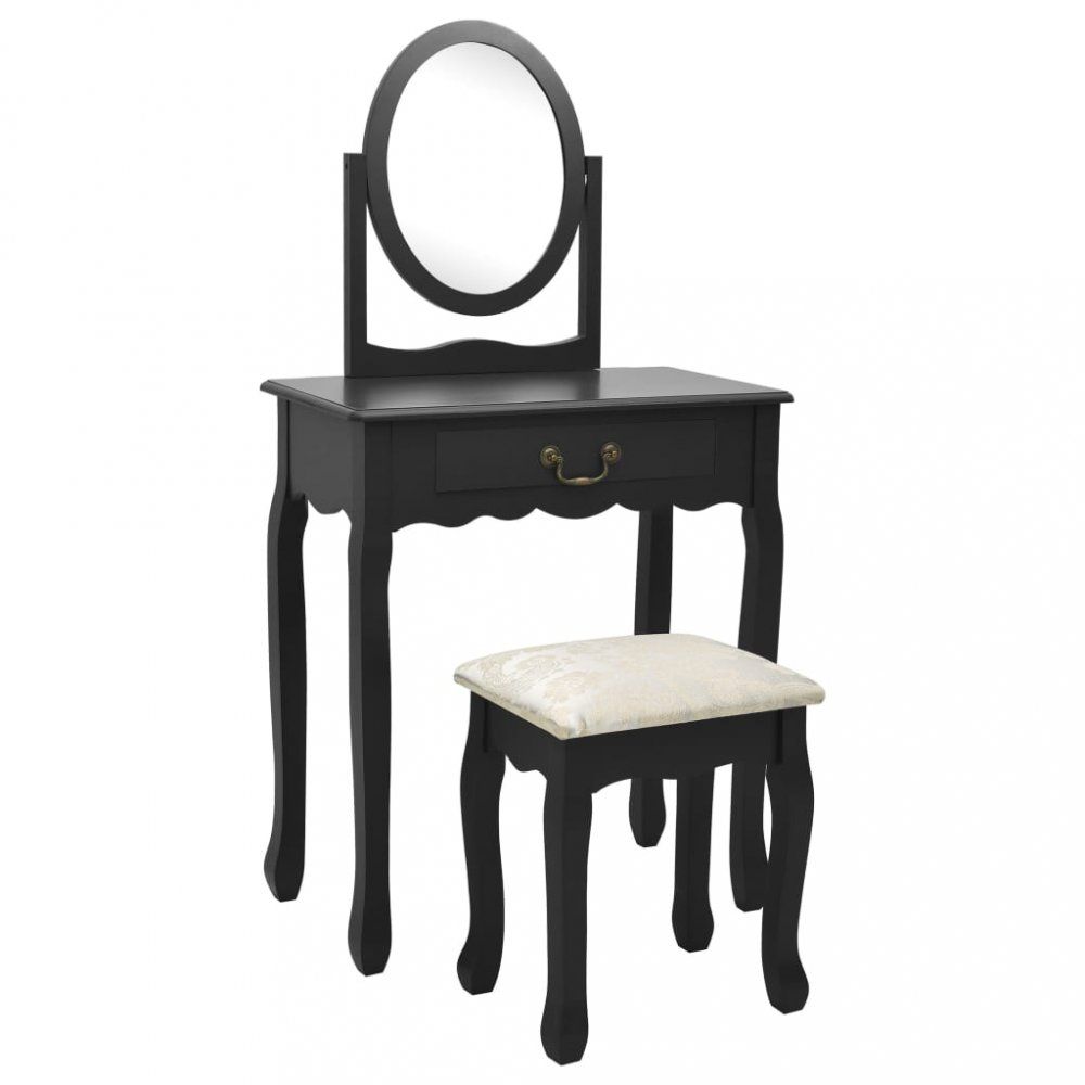 Toaletný stolík s taburetom Dekorhome Čierna