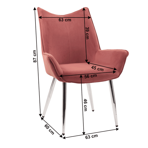 Jedálenské kreslo, ružová Velvet látka/chróm, MAIRIN TYP 2