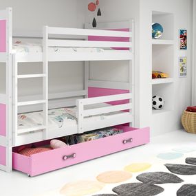 Poschodová posteľ RICO 2 - 200x90cm - Biely - Ružový