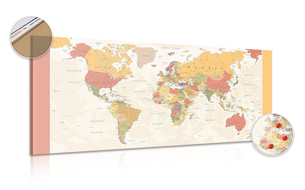 Obraz na korku podrobná mapa sveta