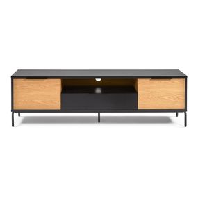 Čierno-hnedý TV stolík Kave Home SAVOI, 170 x 50 cm