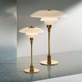 Louis Poulsen PH 2/1 stolná lampa, mosadz biela, Obývacia izba / jedáleň, mosadz, sklo, G9, 33W, K: 35.5cm
