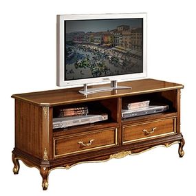 Estila Luxusný klasický TV stolík z masívu s vyrezávanou barokovou výzdobou na nožičkách s úložným priestorom 120cm