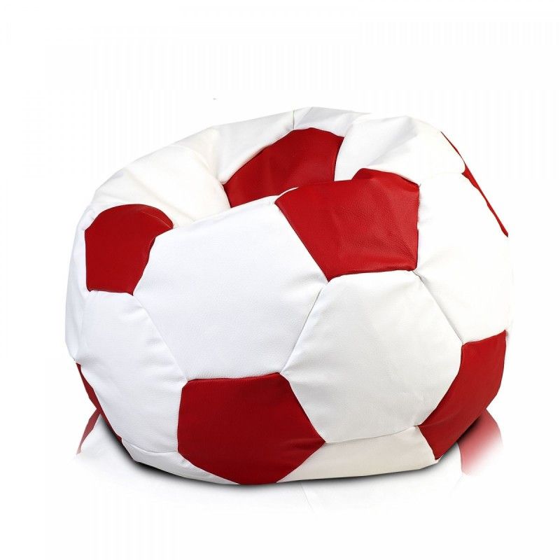 EF1045 Ecopuf Sedací vak ECOPUF - FOOTBALL XL - ekokoža E2 - Smotanovo biela