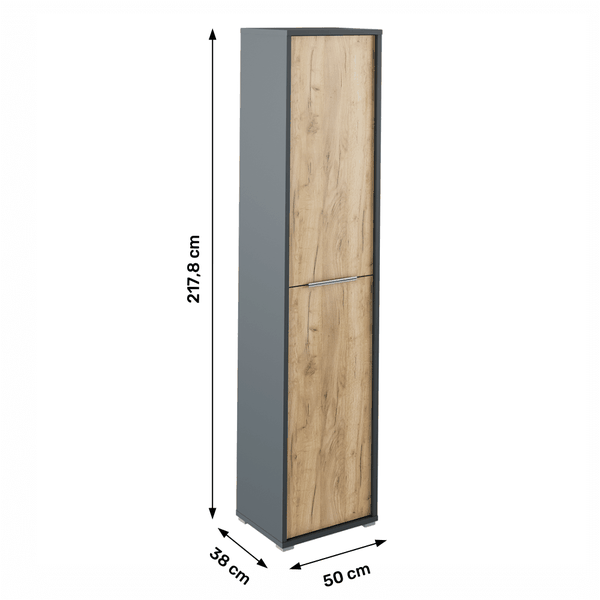 Vysoká skriňa s policami, grafit/dub artisan, RIOMA NEW TYP 06