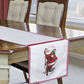 Obrus 40X140 cm Santa (biela + červená) (1 ks)