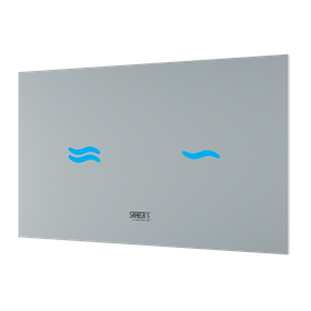 Sanela - Elektronický dotykový splachovač WC s elektronikou ALS do montážneho rámu SLR 21, farba skla REF 9003 biela, podsvietenie modré, 24 V DC