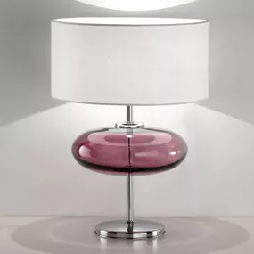 Ailati Stolná lampa Show Elisse 62cm prvok zo skla ružový, Obývacia izba / jedáleň, textil, sklo, kov, E27, 105W, K: 62cm