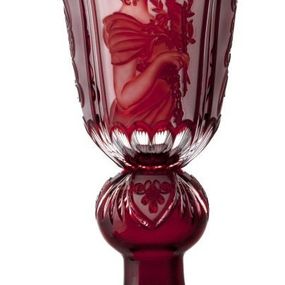 Krištáľová váza Mucha, farba rubínová, výška 505 mm