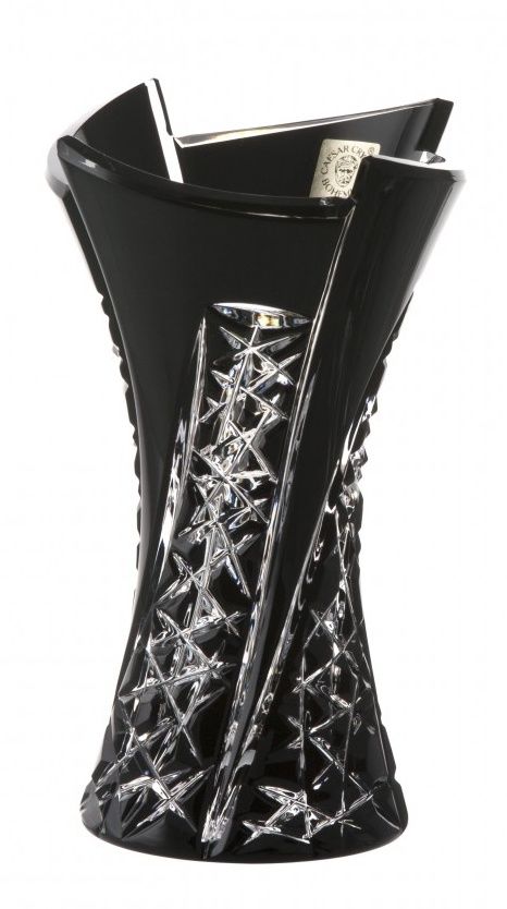Krištáľová váza Fan, farba čierna, výška 155 mm
