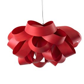 LZF LamPS Agatha Small závesná lampa, 78x76 /cm, červená, Obývacia izba / jedáleň, drevená dyha, kov, E27, 14W, P: 78 cm, L: 76 cm, K: 37cm