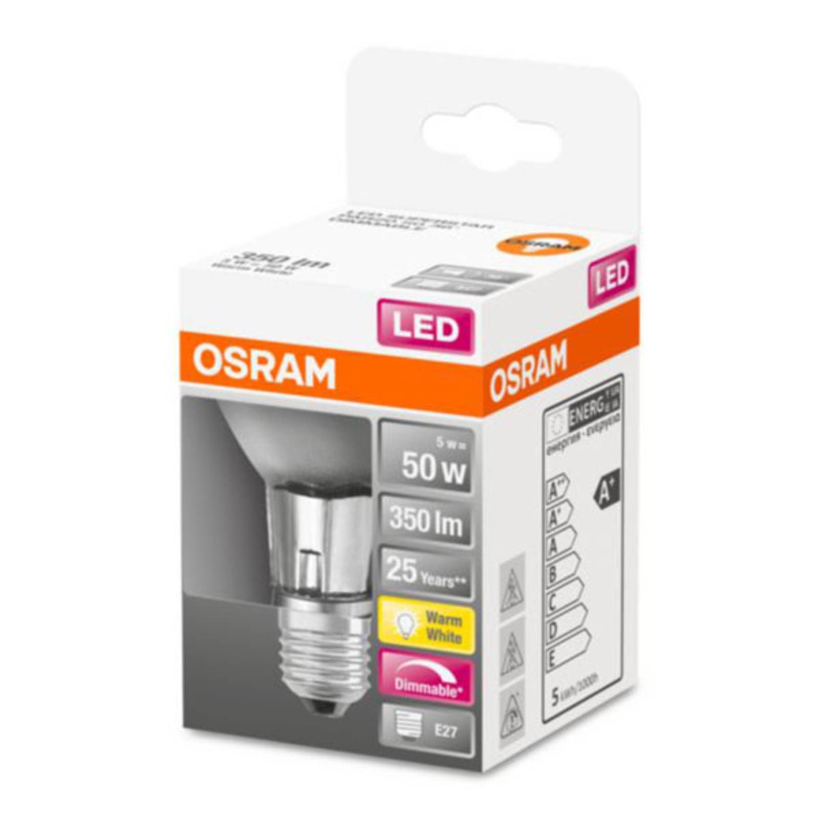 OSRAM LED žiarovka E27 6, 4W PAR20 2 700K stmieva, E27, 6.4W, Energialuokka: G, P: 7.8 cm