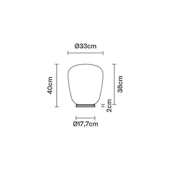 Fabbian Lumi Baka stolná lampa, Ø 33 cm, Obývacia izba / jedáleň, sklo, kov, E27, 22W, K: 40cm