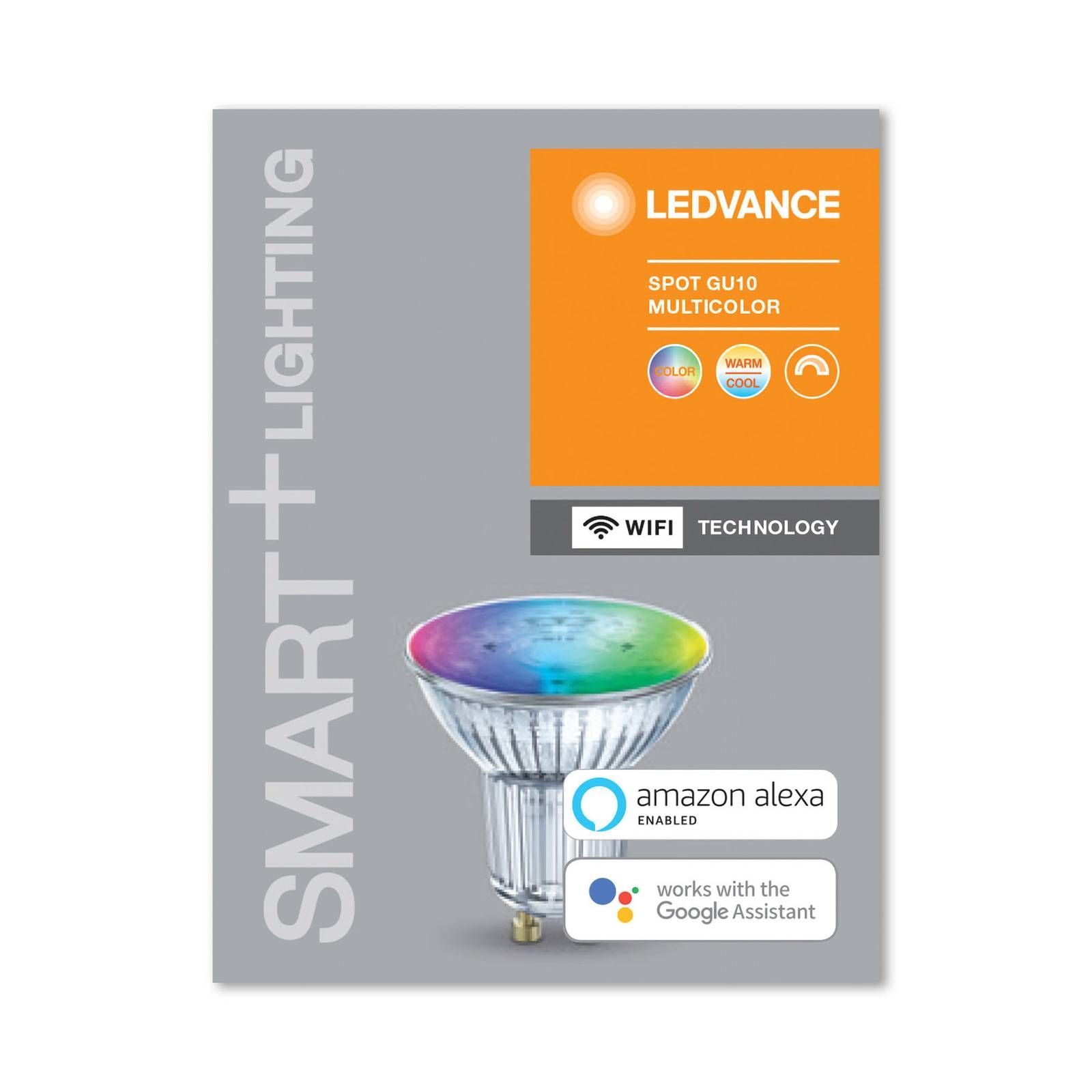 LEDVANCE SMART+ WiFi GU10 reflektor 4, 9W 45° RGBW, GU10, 4.9W, Energialuokka: G, P: 5.2 cm