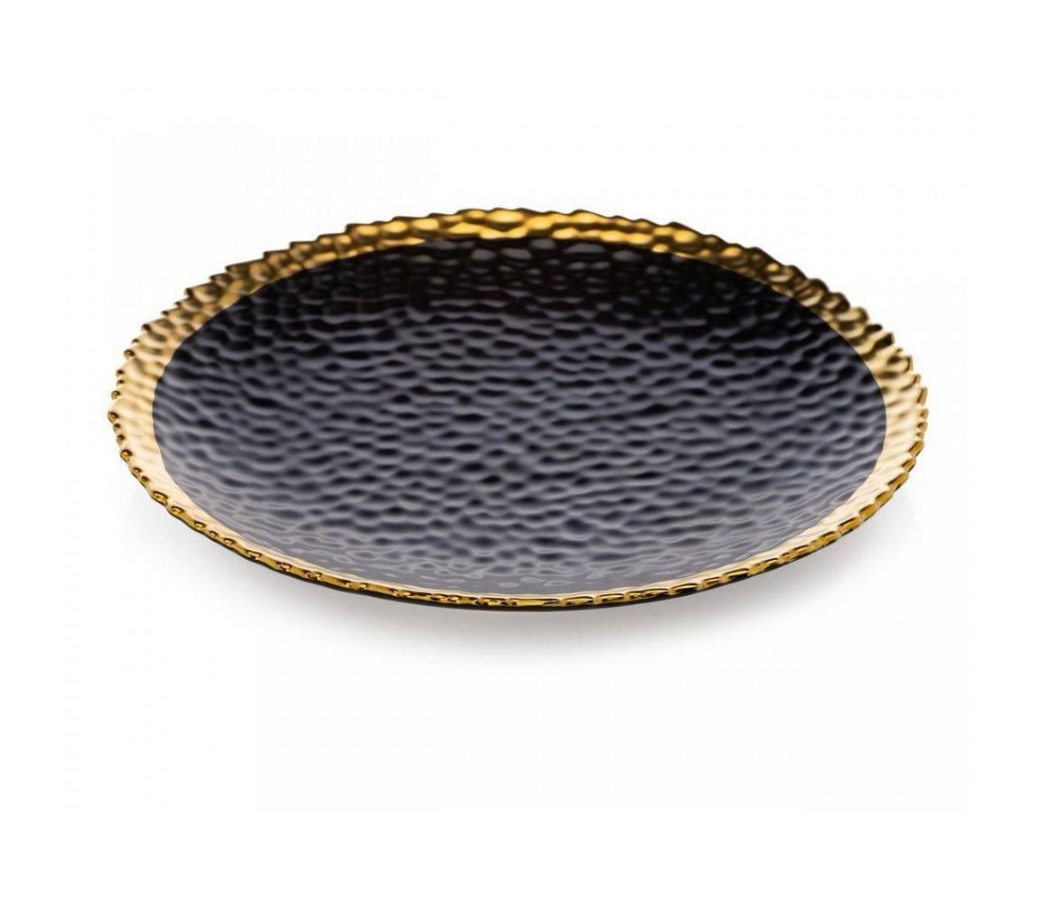 Jedálenský tanier KATI 25 cm čierna/zlatá