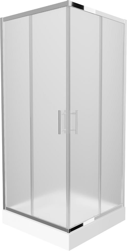 MEXEN/S - Rio štvorcový sprchovací kút 90 x 90 cm, mráz, chróm + vanička so sifónom Rio, biela 860-090-090-01-30-4510