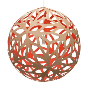 david trubridge Floral lampa Ø80cm bambus-červená, Obývacia izba / jedáleň, bambus, E27, 60W