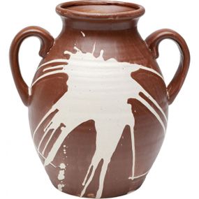 KARE Design Hnědobílá keramická váza Mara 23cm
