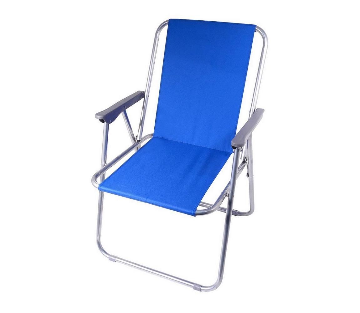Skladacia kempingová stolička modrá/matný chróm