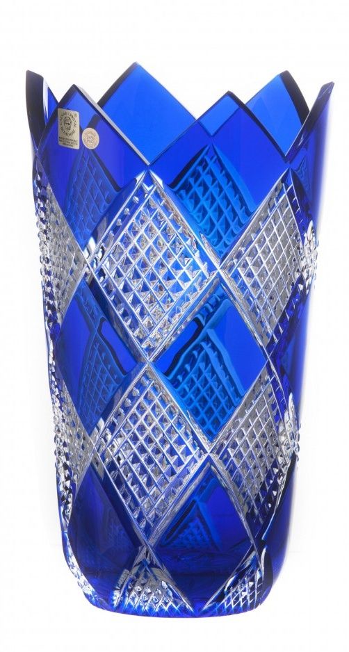 Krištáľová váza Colombine II, farba modrá, výška 255 mm