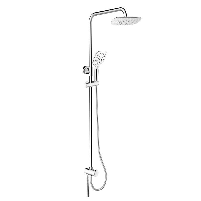 MEREO MEREO - Sprchový set s tyčou hranatý, biela hlavová sprcha a trojpolohová ručná sprcha, biely plast/chróm CB95001SW2