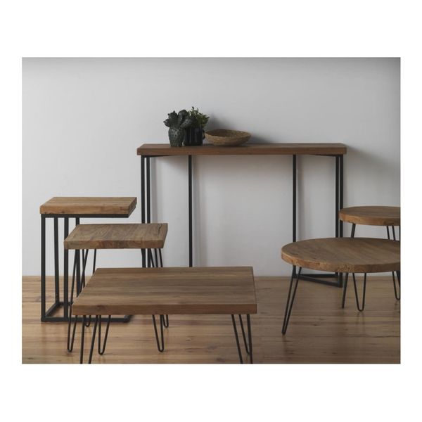 Odkladací stolík s doskou z brestového dreva Geese Camile, ⌀ 46 cm