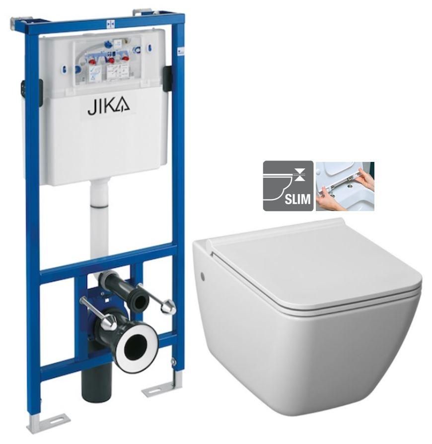 predstenový inštalačný systém bez tlačidla + WC JIKA PURE + SEDADLO duraplast H895652 X PU1