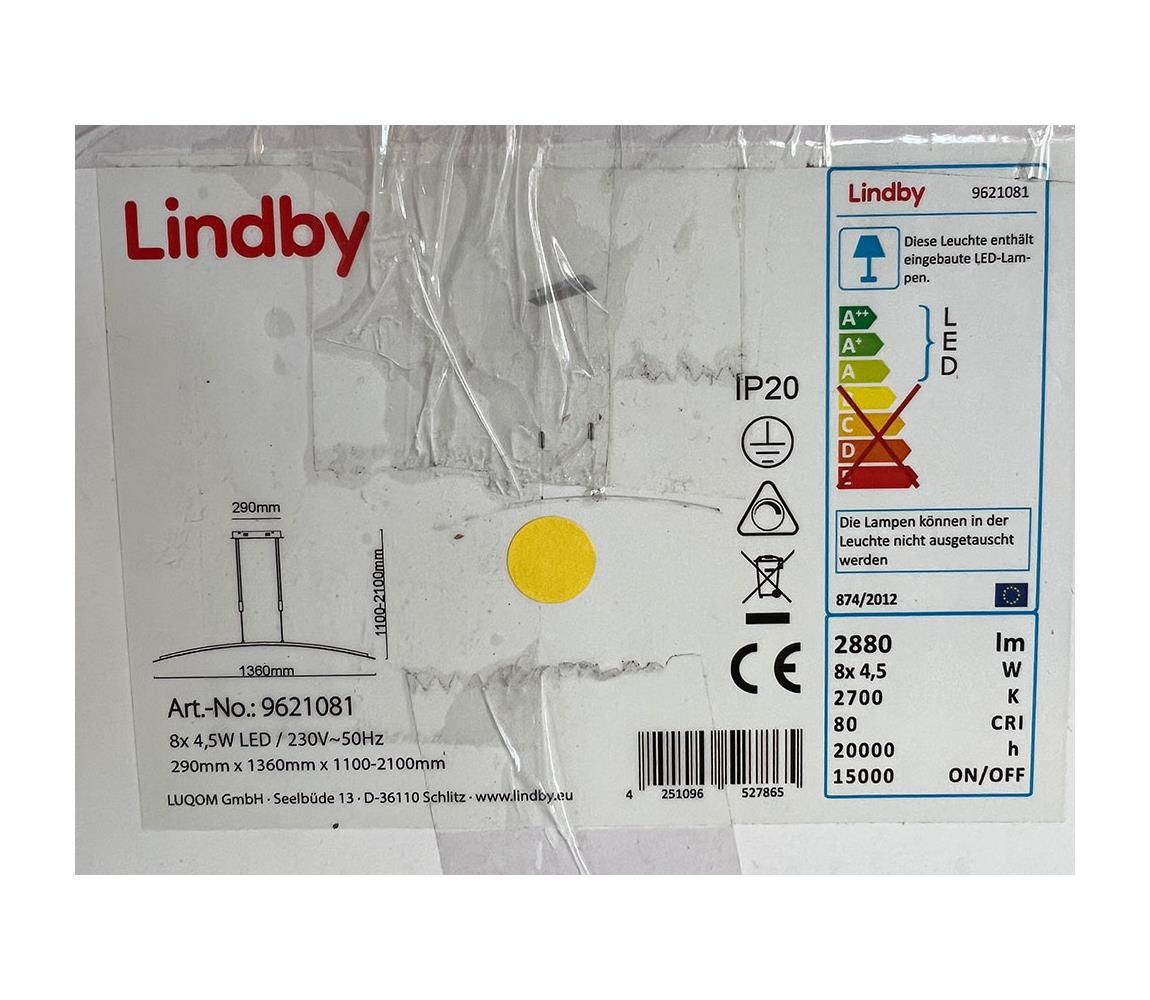 Lindby - LED Luster na lanku MANON 8xLED/4,5W/230V
