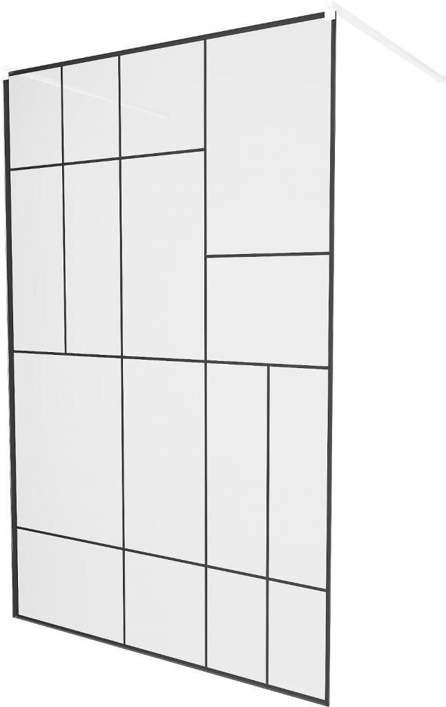 MEXEN/S - KIOTO samostatne stojaca sprchová zástena 110 x 200 cm, transparent/čierny vzor 8 mm, biela 800-110-002-20-78