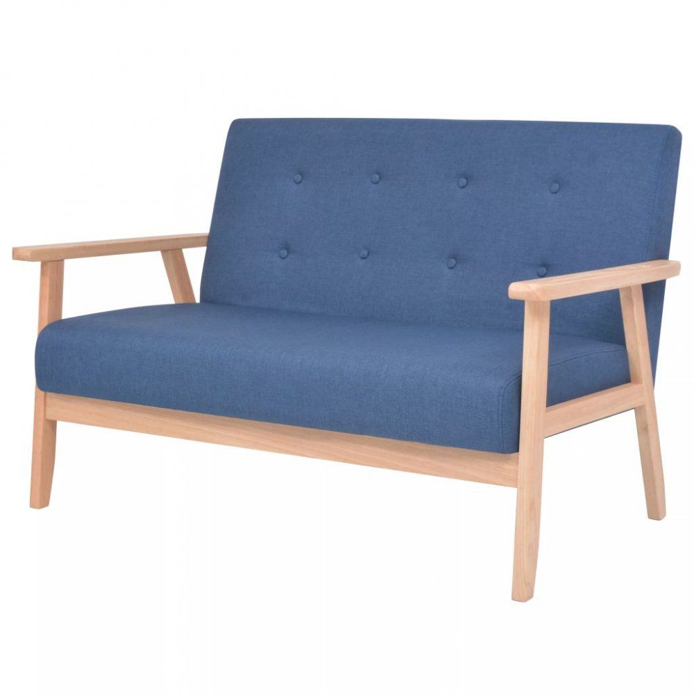 Dvojmiestna sedačka textil / drevo Dekorhome Modrá