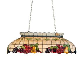 Clayre&Eef Sabet – závesná lampa v štýle Tiffany, Obývacia izba / jedáleň, kov, sklo, E27, 60W, P: 94 cm, L: 41 cm
