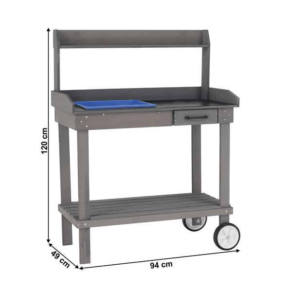 Záhradný pracovný stôl s umývadlom, drevo/sivá,  BARDY