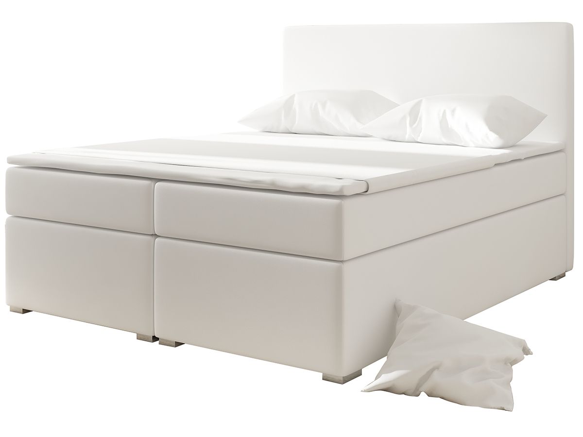 Čalúnená manželská posteľ s úložným priestorom Diana 160 - biela