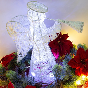 Vianočné dekorácie Anjel s LED osvetlením, biela