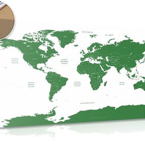 Obraz na korku mapa sveta s jednotlivými štátmi v zelenej farbe - 120x80