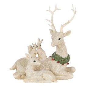 Vianočné dekoratívne soška jeleňa s laňou a veveričkami - 16 * 9 * 18 cm