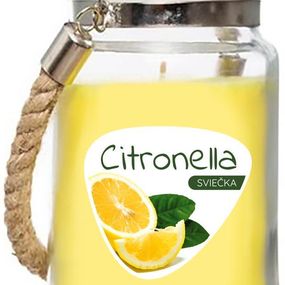 Sviečka Citronella, repelentná, v skle, 140 g, 85x105 mm