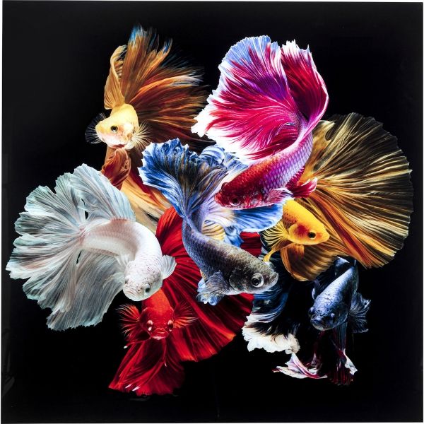 KARE Design Skleněný obraz Colorful Swarm Fish 120x120cm