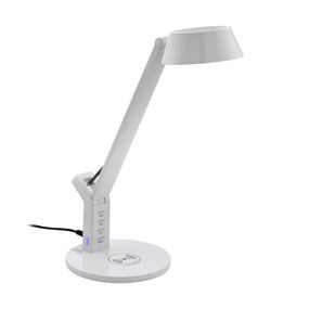 EGLO Stolová LED lampa Banderalo CCT stmievač QI biela, Pracovňa / Kancelária, plast, 4.8W, L: 17 cm, K: 40.5cm