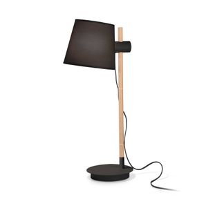 Ideallux Ideal Lux Axel stolová lampa drevo čierna/prírodná, Obývacia izba / jedáleň, kov, drevo, textil, E27, 60W, L: 20 cm, K: 66cm