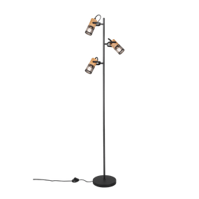 TRIO 404300332 TOSH stojacia lampa D230mm 3xE14 matná čierna, drevo