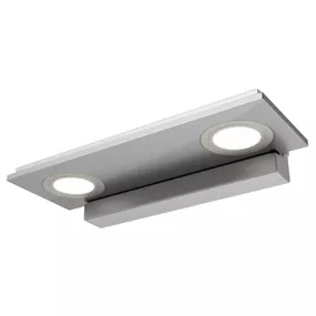 Evotec Dvoj-plameňové nástenné LED Pano, metalické, Obývacia izba / jedáleň, ušľachtilá oceľ, akryl, 8W, Energialuokka: E, L: 35 cm, K: 11.2cm