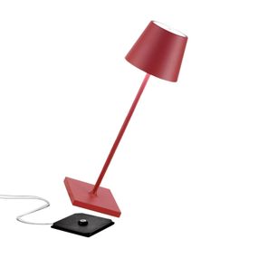 Zafferano Poldina lampa na batérie IP65 červená, Obývacia izba / jedáleň, hliník, polykarbonát, 2.2W, K: 38cm