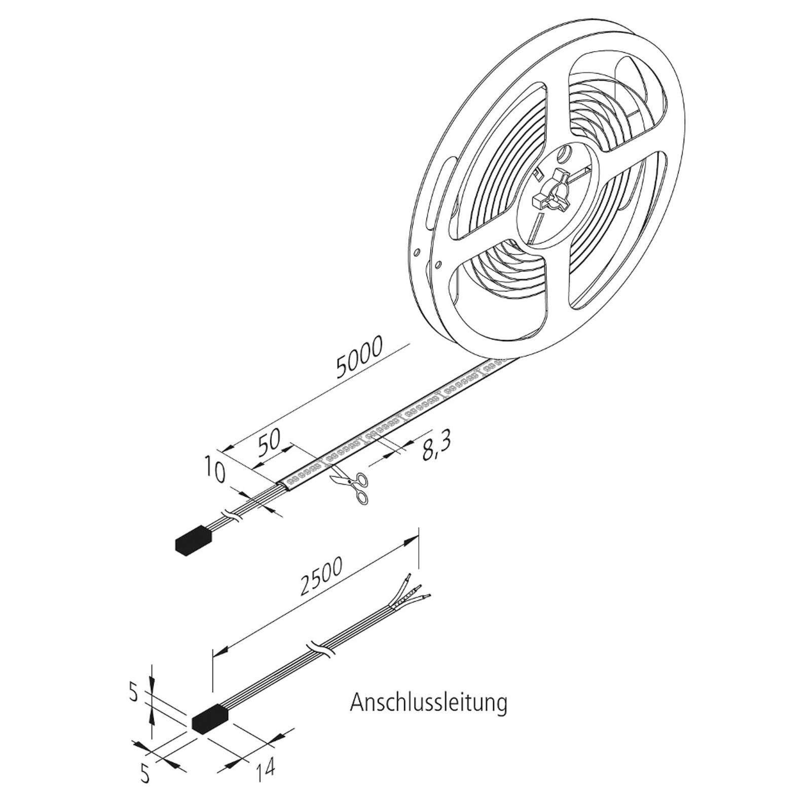 Hera LED pásik Dynamic-Tape S IP54 2 700 – 5 000K 500cm, Obývacia izba / jedáleň, plast, 72W, Energialuokka: G, P: 500 cm, L: 1 cm, K: 0.5cm