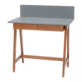 Sivý písací stôl s podnožím z jaseňového dreva Ragaba Luka Oak, dĺžka 85 cm